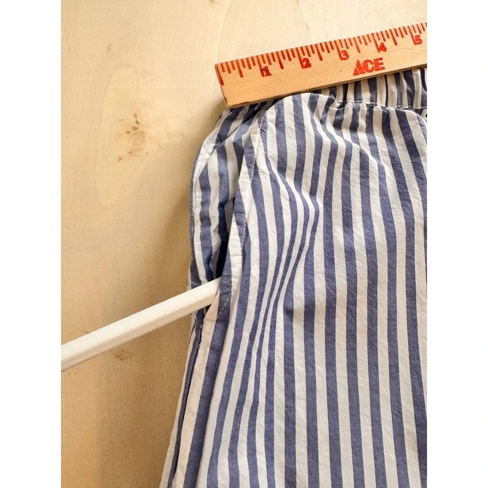 Rails Emmie Blue White 100% Cotton Wide Legs Pants M wide-leg high-rise Light